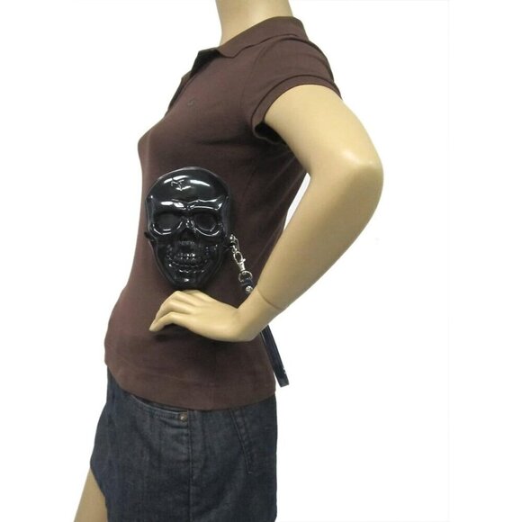 Women Black Skull Coin Purse Halloween Spooky Goth Accessories - Picture 3 of 4